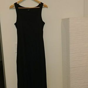 Black nylon sleeveless tank dress